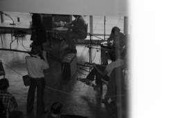 Photograph of a band at a CBC radio broadcast on the ground floor of the Dalhousie Student Union