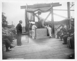 Photograph of the cornerstone laying ceremony for the Medical Dental Library
