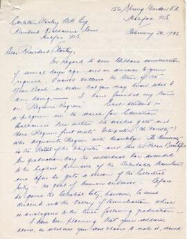 Correspondence between Fred Wigmore and Carleton Stanley