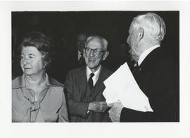 Photograph of Norman A. M. MacKenzie and two unidentified people
