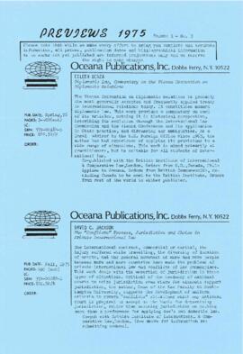 Correspondence and promotional material from Oceana Publications Incorporated