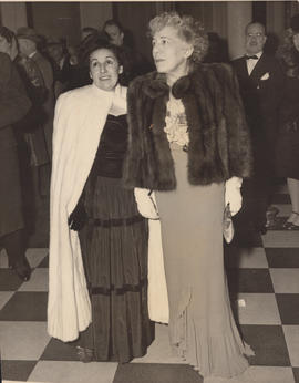 Ellen Ballon with unknown woman at the opening of the Metropolitan Opera