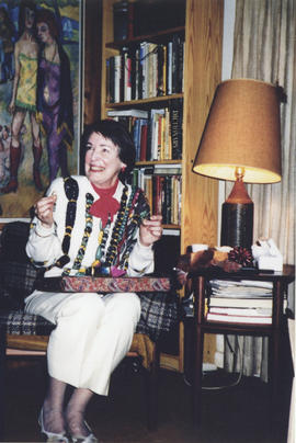 Photograph of Ann Manning at her Kellogg Library retirement party