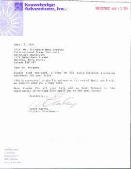 Correspondence regarding license agreement with Knowledge Adventure, Incorporated