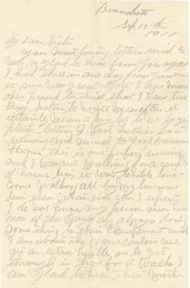Letter from Weldon Morash to his sister Gertrude dated 12 September 1918