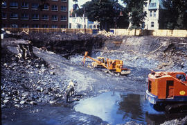 Photograph of construction of the Tupper Building, digging sub-basement