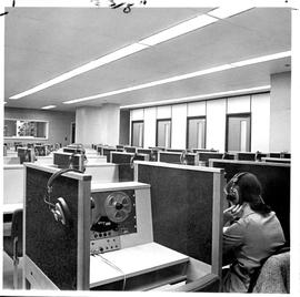 Photograph of the language laboratory in the Killam Memorial Library