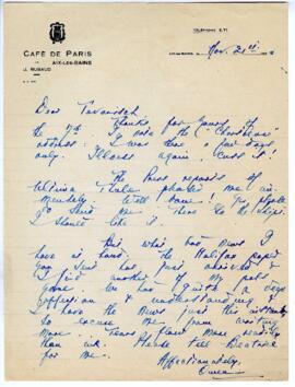 Correspondence from Owen Bell Jones to MacMechan, November 21, 1928