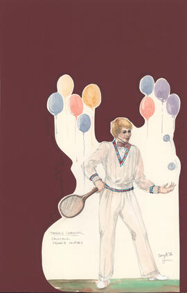 Costume design for Gustave in tennis clothes
