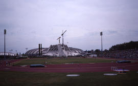 Photograph of the stadium and track from a distance