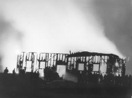 Photograph of Dalhousie's gymnasium on fire