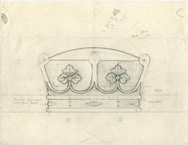 Drawing of a Scottish earl's coronet carved into the head of the Dalhousie University mace