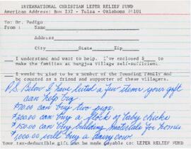Correspondence related to the International Christian Leper Relief Fund