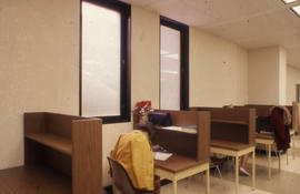 Photograph of work stations in the Kellogg Library