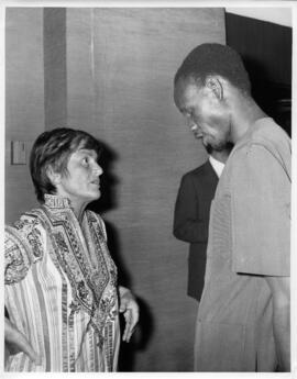 Photograph of Elisabeth Mann Borgese and Joseph Warioba at Pacem in Maribus V