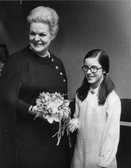 Photograph of Maureen Forrester with unidentified girl