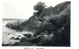 Photograph of the Wharf Rocks at Liverpool, Nova Scotia printed on a postcard