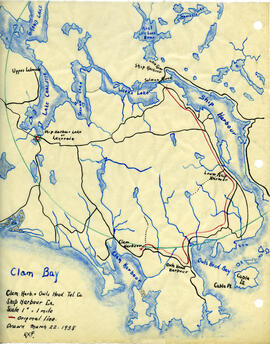Map of Clam Harbour and Owls Head Telephone Company's telephone line