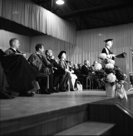 Photograph of Henry Hicks speaking at the opening of the Tupper Building