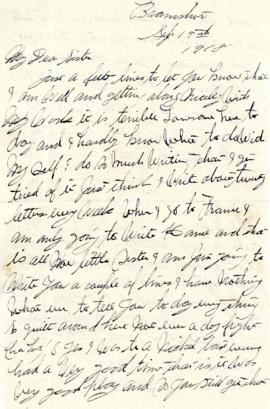 Letter from Weldon Morash to his sister Gertrude dated 15 September 1918