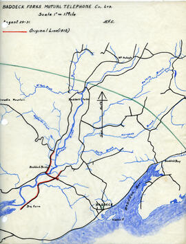 Map of Baddeck Forks Mutual Telephone Company's telephone line