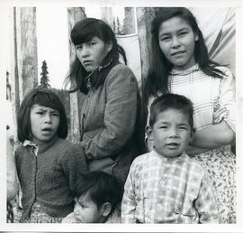 Photograph of five children standing together in Davis Inlet, Newfoundland and Labrador