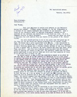 Correspondence between Thomas Head Raddall and A. J. Rawling