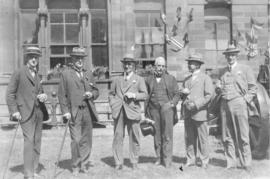 Photograph of six unidentified people at a Dalhousie reunion