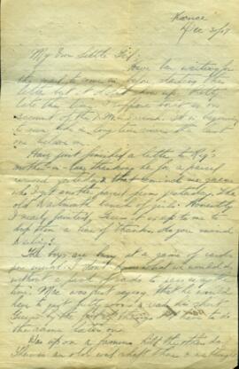Letter from Captain Graham Roome to Annie Belle Hollett sent from France