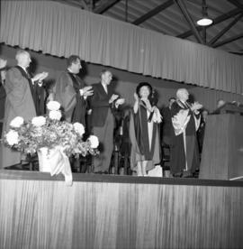 Photograph of the Queen Mother and others at the opening of the Tupper Building