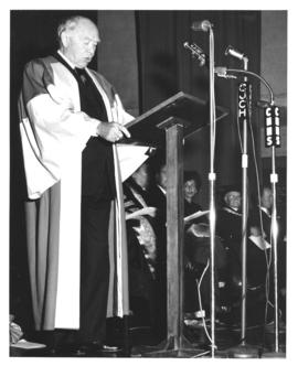 Photograph of Lord Beaverbrook giving an address