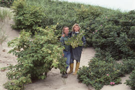 Photograph of Noreen Stadey and Zoe Lucas standing in the "Rose Bowl"
