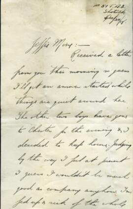 Letter fragment from Captain Graham Roome to Annie Belle Hollett sent from Shotwick, Chester