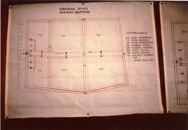Photograph of a blueprint for a fisheries project in Indonesia