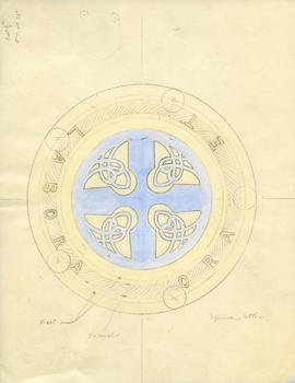 Drawing of the Celtic cross on the head of the Dalhousie University mace
