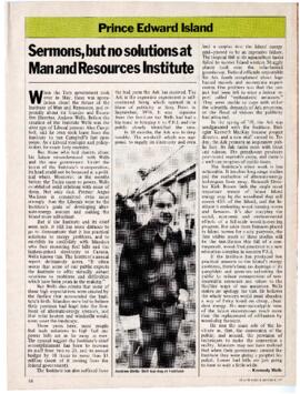 Sermons, but no solutions at Man and Resources Institute : [clipping]