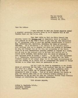Two letters from Arthur L. Goodhart, University College, Oxford