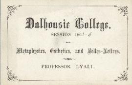Ticket to a metaphysics, esthetics, and belles-lettres class at Dalhousie College