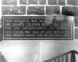 Photograph of the cornerstone of the Sir James Dunn Building