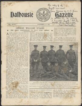 An issue of the Dalhousie Gazette found in the trenches in France