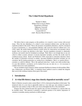 The critial period hypothesis : [draft manuscript]