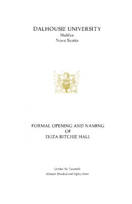 Program for the opening and naming ceremonies of Eliza Ritchie Hall