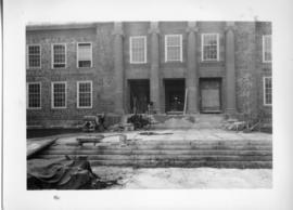Photograph of the Arts & Administration Building front entrance construction