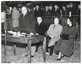 Photograph of speakers at sod-turning ceremony