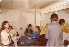 Photograph of Diane Landry, Marianne Hagen, Jean Kaiser and Lynn Foley in the female staff room i...