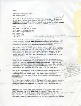 Typed notes about Inspector F. J. Fitzgerald