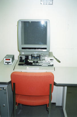 Photograph of  a microform reader in the Killam Memorial Library, Dalhousie University