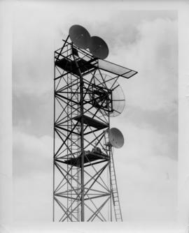 Photograph of the top half of an unidentified radio tower