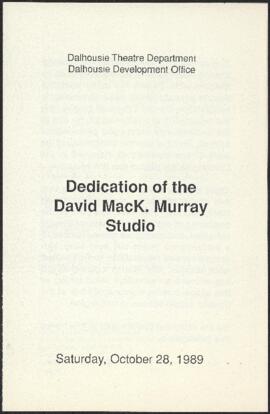 Dedication of the David MacK. Murray studio : [program]