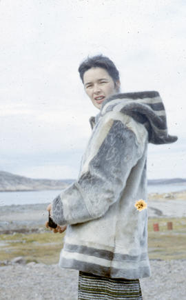 Photograph of Mrs. Houston in a sealskin parka
